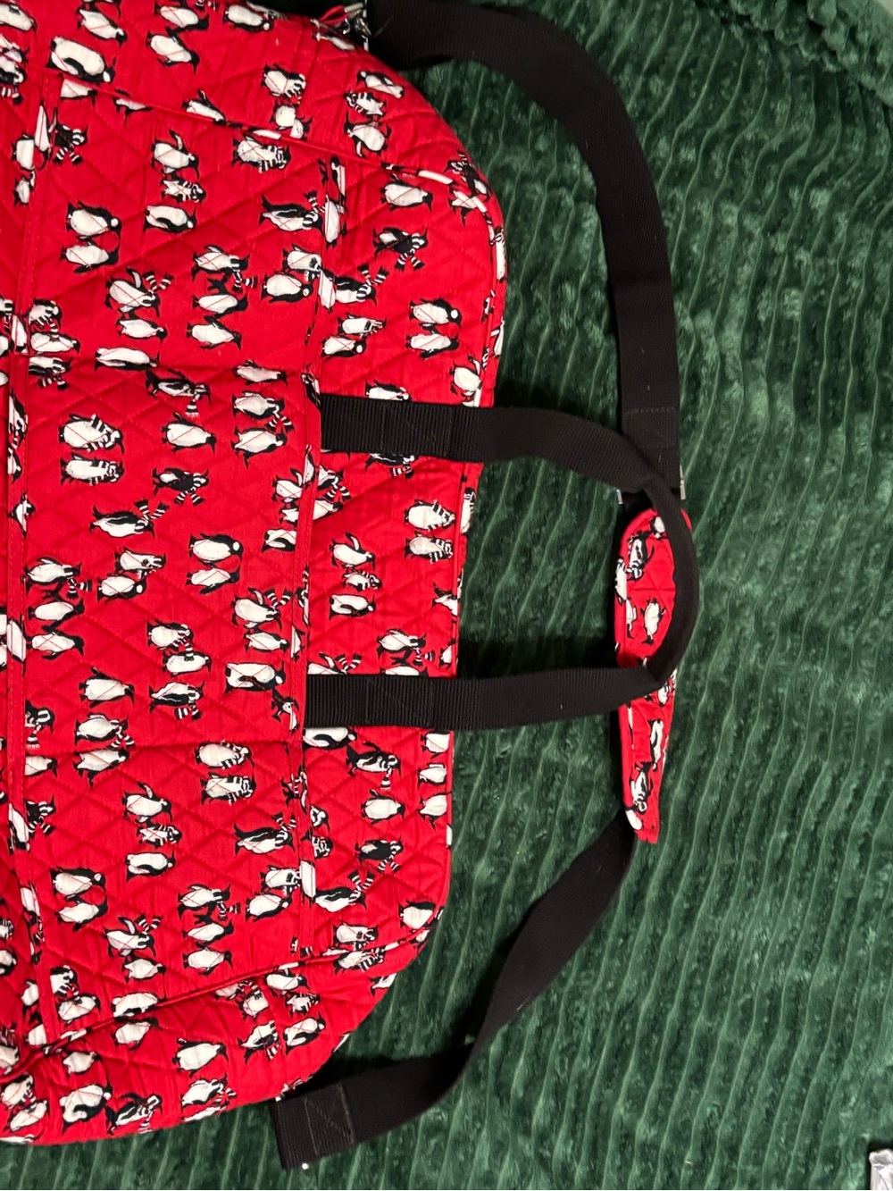 Vera Bradley Red Quilted Penguin Travel Tote - Picture 2 of 4